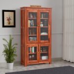 TreeWalley Solid Sheesham Wood Crockery Cabinet with 4 Acrylic Glass Doors