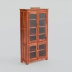 TreeWalley Solid Sheesham Wood Crockery Cabinet with 4 Acrylic Glass Doors - Image 3