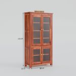 TreeWalley Solid Sheesham Wood Crockery Cabinet with 4 Acrylic Glass Doors - Image 4