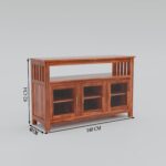 Solid Sheesham Wood Sideboard for Living Room with Glass Doors - Image 2