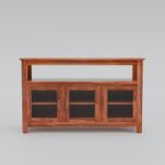 Solid Sheesham Wood Sideboard for Living Room with Glass Doors - Image 4