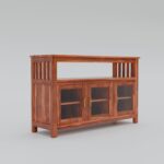 Solid Sheesham Wood Sideboard for Living Room with Glass Doors - Image 5