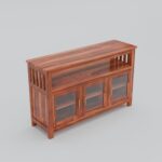 Solid Sheesham Wood Sideboard for Living Room with Glass Doors - Image 6