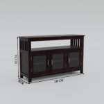 Solid Sheesham Wood Sideboard for Living Room with Glass Doors - Image 2