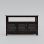 Solid Sheesham Wood Sideboard for Living Room with Glass Doors - Image 4