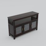 Solid Sheesham Wood Sideboard for Living Room with Glass Doors - Image 6