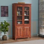 TreeWalley Solid Sheesham Wood Crockery Cabinet with 2 Acrylic Glass Doors