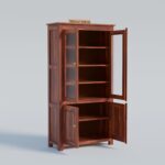 TreeWalley Solid Sheesham Wood Crockery Cabinet with 2 Acrylic Glass Doors - Image 4