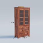 Treewalley Solid Sheesham Wood Crockery Cabinet with 2 Acrylic Glass Doors - Image 2