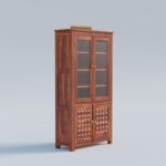 Treewalley Solid Sheesham Wood Crockery Cabinet with 2 Acrylic Glass Doors - Image 3