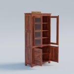 Treewalley Solid Sheesham Wood Crockery Cabinet with 2 Acrylic Glass Doors - Image 4