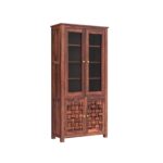 TreeWalley Sheesham Wood Sideboard Crockery Cabinet with 2 Acrylic Glass Door - Image 2