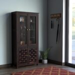TreeWalley Sheesham Wood Sideboard Crockery Cabinet with 2 Acrylic Glass Door
