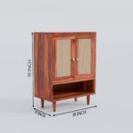 Solid Sheesham Wood Shoe Storage Cabinet with Natural Cane Doors - Image 2