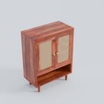 Solid Sheesham Wood Shoe Storage Cabinet with Natural Cane Doors - Image 6