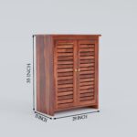 TreeWalley Solid Sheesham Wood Shoe Cabinet with Louvered Doors - Image 2