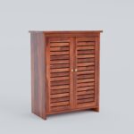 TreeWalley Solid Sheesham Wood Shoe Cabinet with Louvered Doors - Image 5