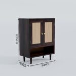 Solid Sheesham Wood Shoe Storage Cabinet with Natural Cane Doors - Image 2