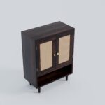 Solid Sheesham Wood Shoe Storage Cabinet with Natural Cane Doors - Image 4