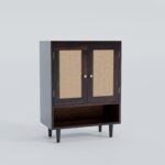 Solid Sheesham Wood Shoe Storage Cabinet with Natural Cane Doors - Image 5