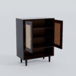 Solid Sheesham Wood Shoe Storage Cabinet with Natural Cane Doors - Image 6