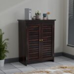 Solid Sheesham Wood Shoe Cabinet with Louvered Doors | Solid Wood Furniture