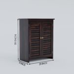 Solid Sheesham Wood Shoe Cabinet with Louvered Doors | Solid Wood Furniture - Image 2
