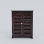Solid Sheesham Wood Shoe Cabinet with Louvered Doors | Solid Wood Furniture - Image 3