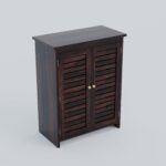 Solid Sheesham Wood Shoe Cabinet with Louvered Doors | Solid Wood Furniture - Image 4
