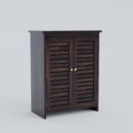Solid Sheesham Wood Shoe Cabinet with Louvered Doors | Solid Wood Furniture - Image 5