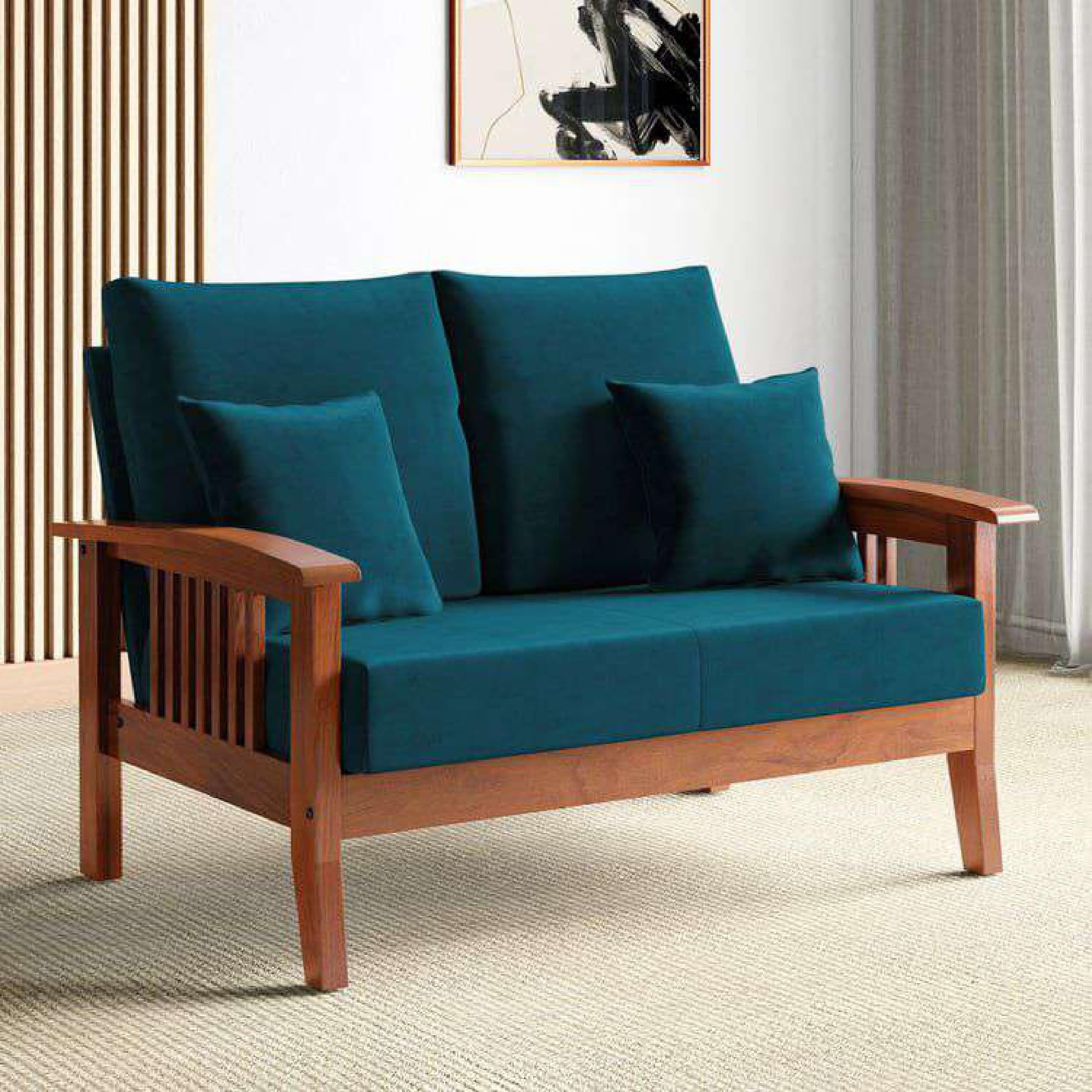 91xQ92LquzL.jpg TreeWalley Solid Sheesham Wood Sofa 2 Seater | Wooden Sofa Set for Living Room - Image 1