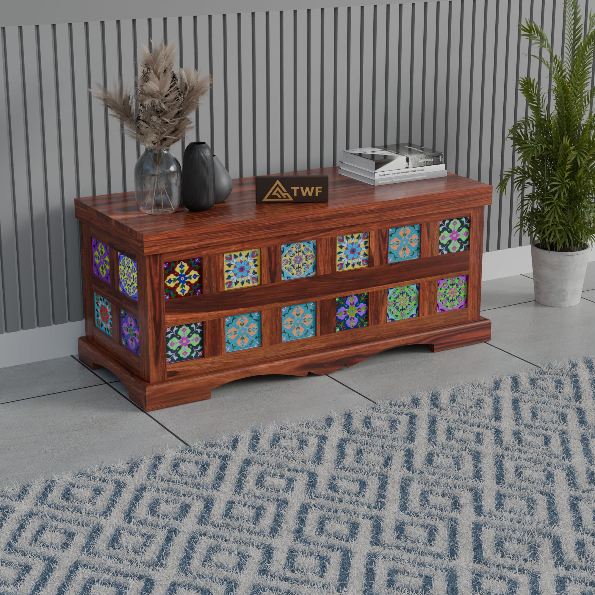 91sM3RpE6eL.jpg TreeWalley Solid Sheesham Wood Trunk Storage for Living Room - Image 1