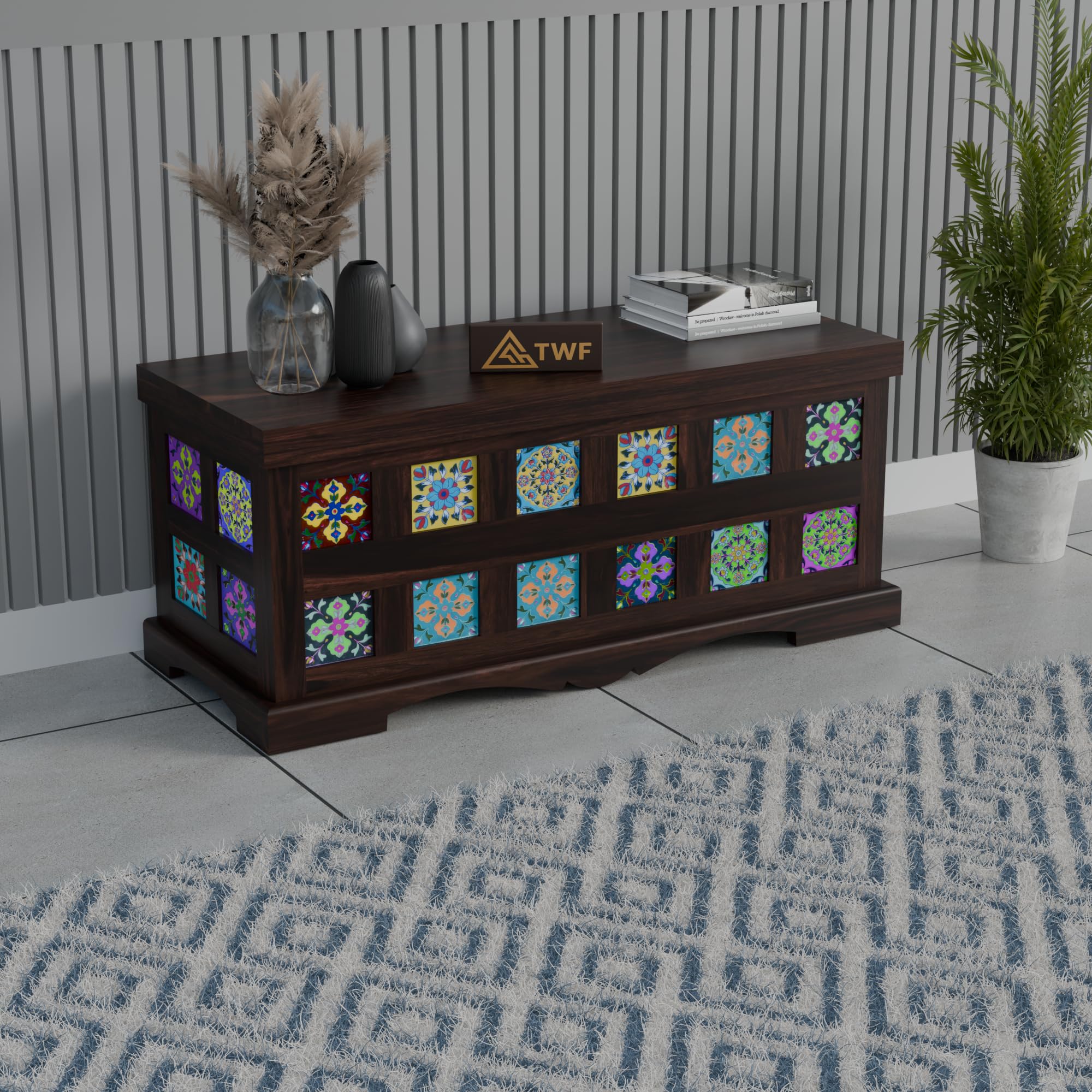 91ZF6BiVFNL.jpg TreeWalley Solid Sheesham Wood Trunk Storage for Living Room - Image 1
