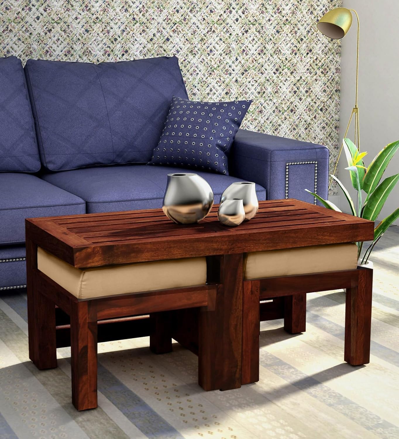 81pOwHNWZcL.jpg TreeWalley 2 Stool Coffee Table | Rectangle Sofa Centre Table - Image 1