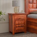 TreeWalley Solid Sheesham Wood Bedside Table with 1 Drawer & 1 Door Storage