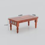 TreeWalley Solid Sheesham Wood Center Coffee Table with 2 Cushioned Stools - Image 2