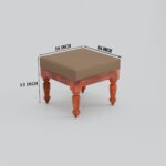 TreeWalley Solid Sheesham Wood Center Coffee Table with 2 Cushioned Stools - Image 3