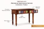TreeWalley Sheesham Wood Console Table with 2 Drawers | Solid Wood Furniture - Image 3