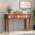 TreeWalley Sheesham Wood Console Table with 2 Drawers | Solid Wood Furniture - Image 5